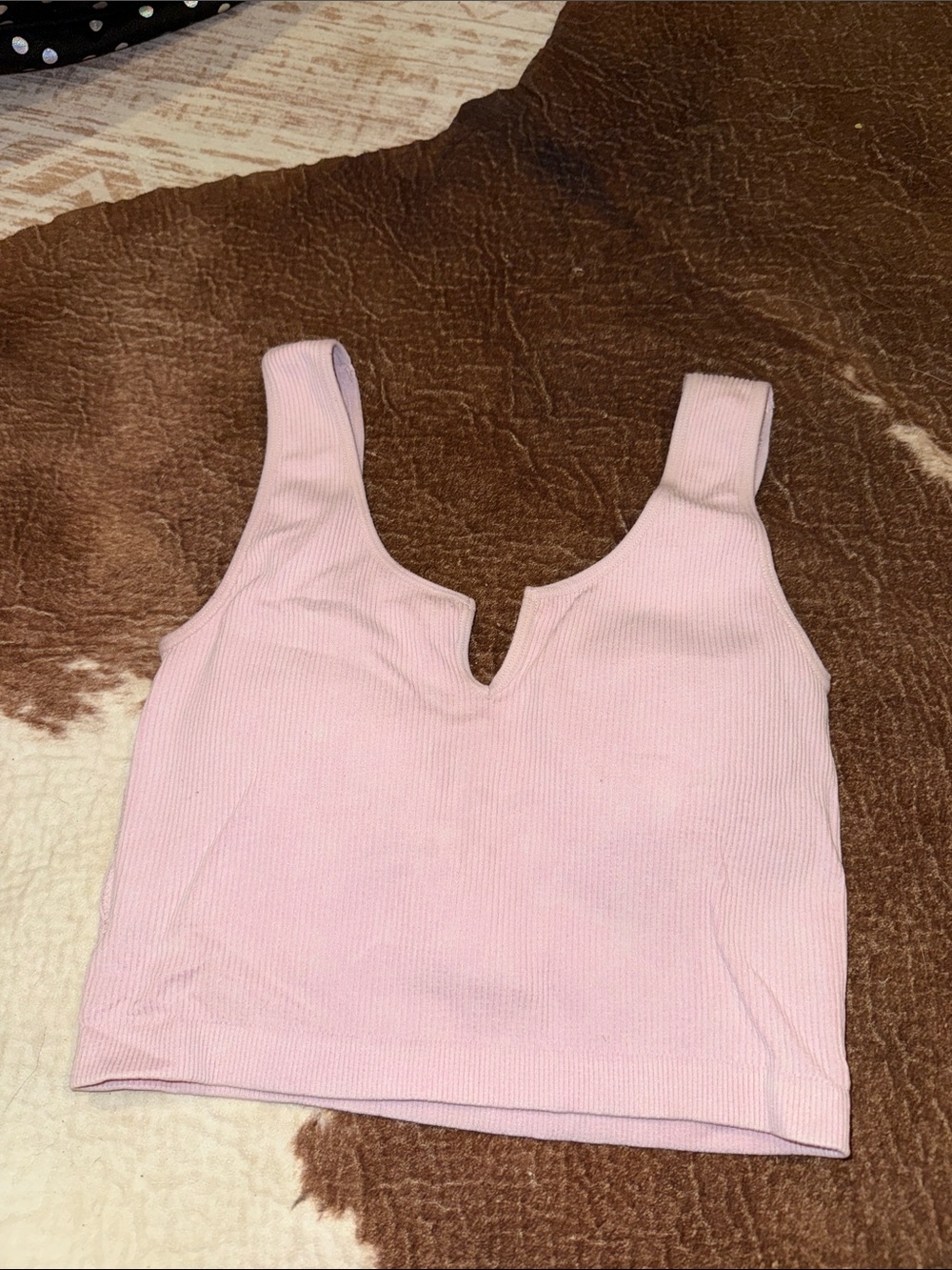 Altar'd State Ribbed V-Notch Crop Tank - Light Pink
